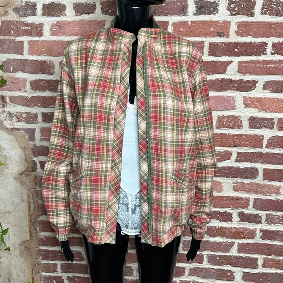 Vintage 80s Reversible Lacoste Jacket with in Green and Plaid Options Size S - Picture 3 of 14
